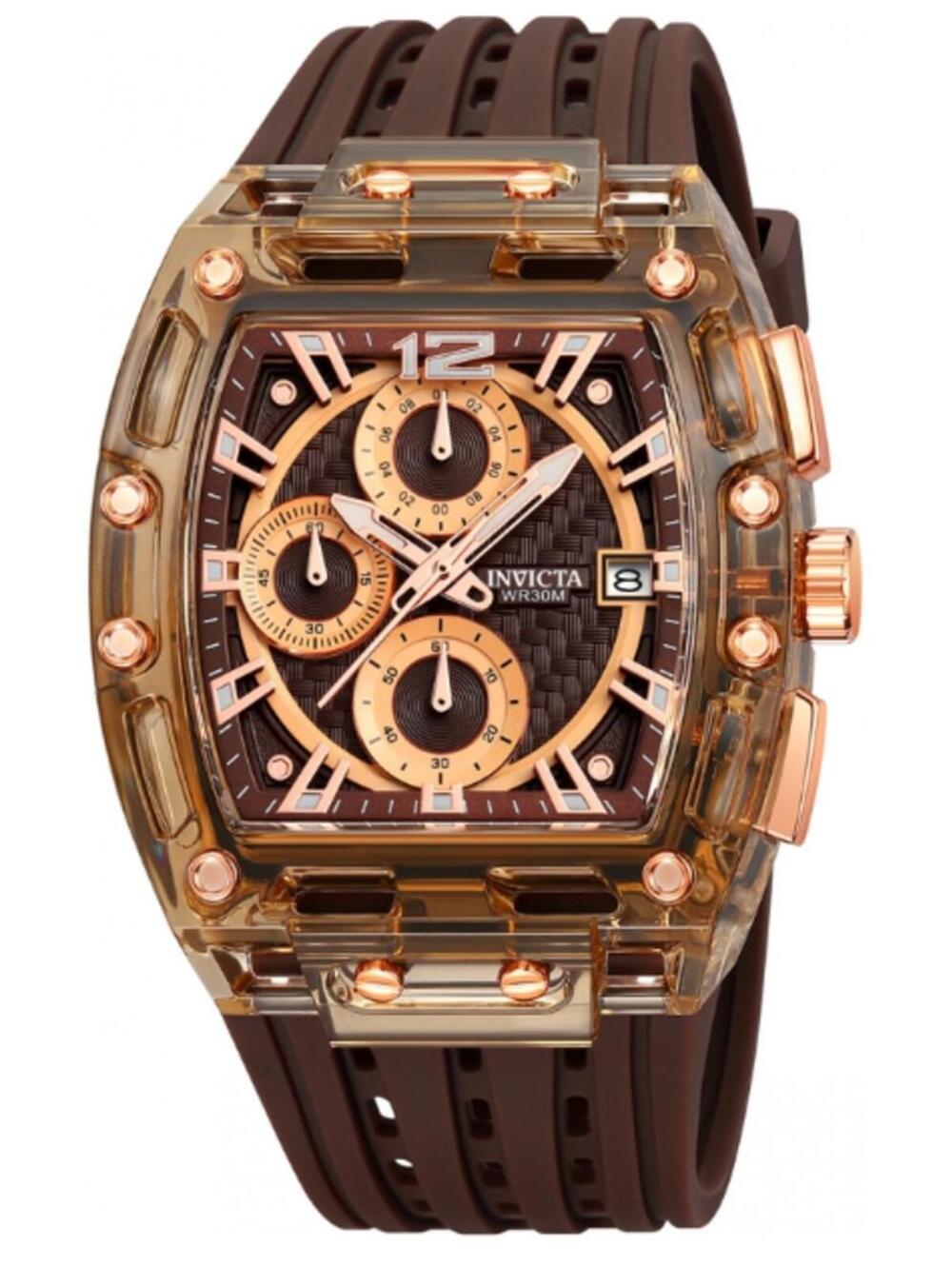 Invicta S1 Rally  Men Brown Tone Case Brown Metal Dial Brown Band, 42mm (70143)